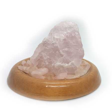 Shiva mit Rosenquarz  in Holzgefäß